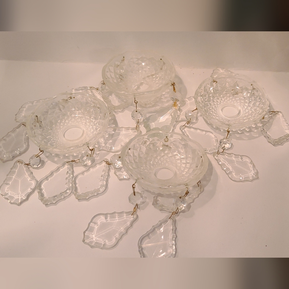 Crystal Chandelier Bobeches 4 units with 5 drop crystals each
